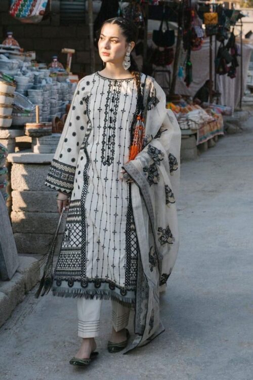 Premium Embroidered Lawn Suit – Qalamqar Collection