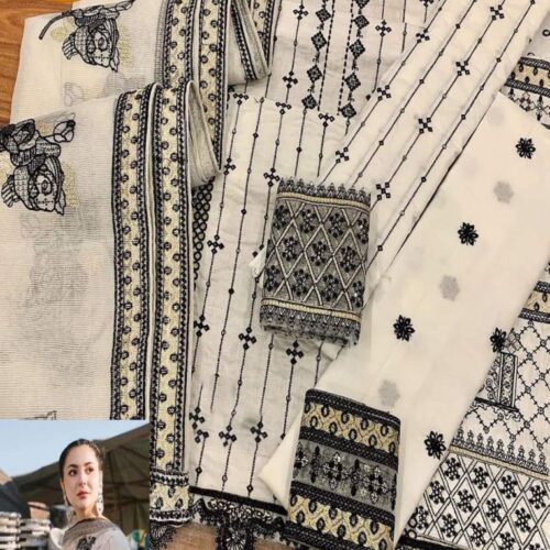 Premium Embroidered Lawn Suit – Qalamqar Collection