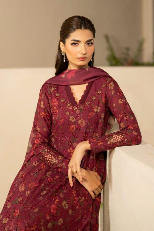 lawn embroidered chiffon suit
