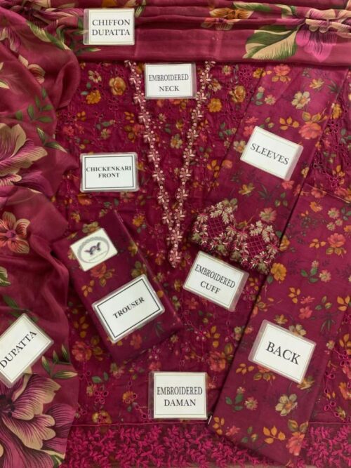 lawn embroidered chiffon suit