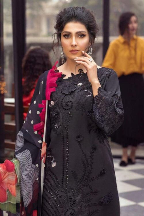 premium chikankari lawn suit front embroidery
