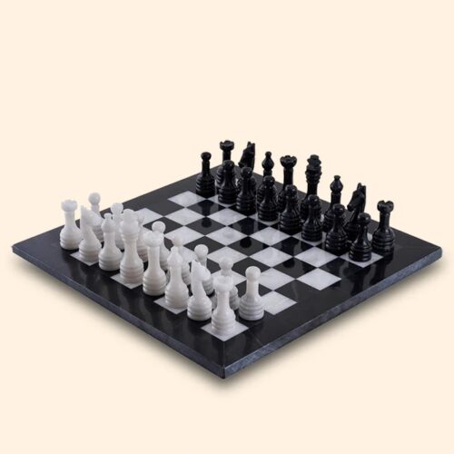 Handcrafted Marble Chess Set Black and Rose Pink
