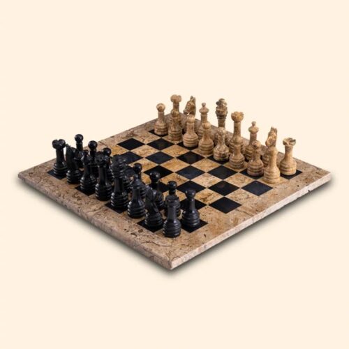 Close-up of luxury marble chess game for home decor