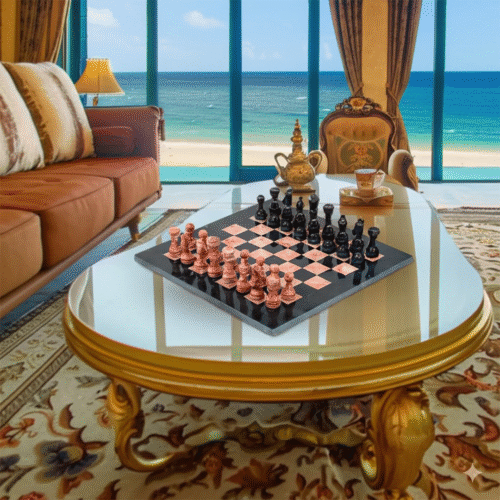 Handcrafted Chess Set – Black & Pink | Hamali.store - Image 2