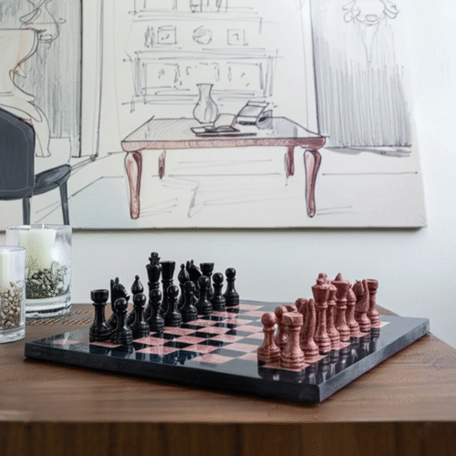 Handcrafted Chess Set – Black & Pink | Hamali.store - Image 3