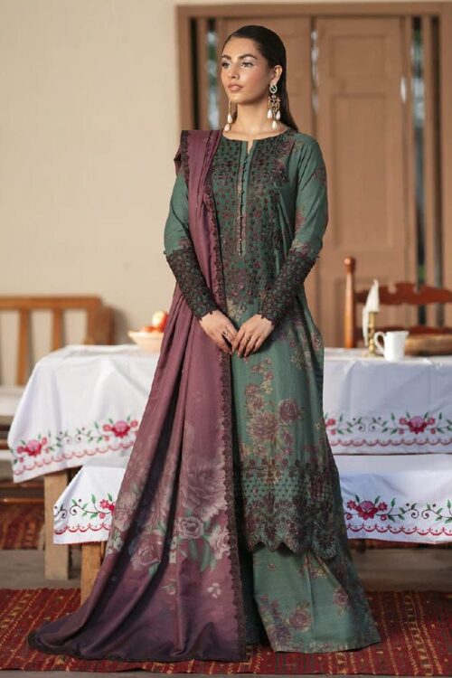 Premium Embroidered Lawn Dress  Chiffon Dupatta & Trousers